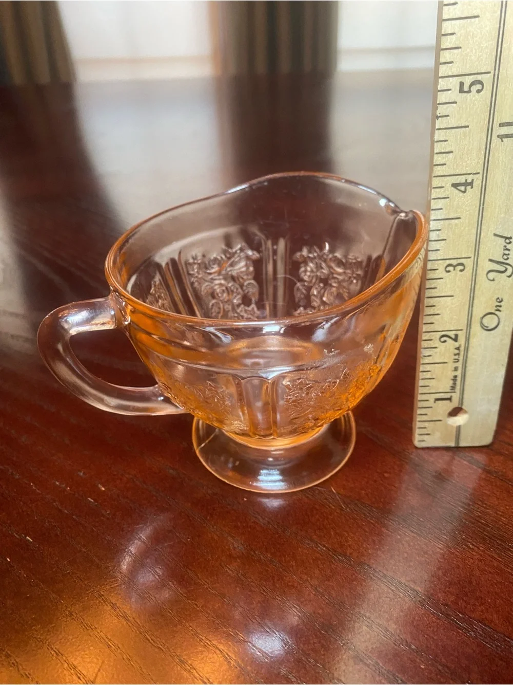 Federal Glass Company pink Sharon Rose Footed Creamer